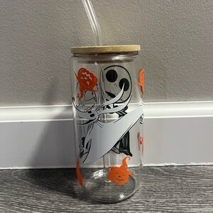 Glass With Straw 16 OZ Brand New